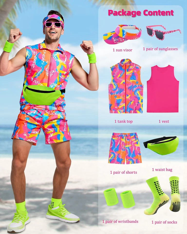 Disfraz de Entrenamiento para Hombres Años 80 Halloween Juegos con disfraces Parejas Trajes Años 80 90 Entrenamiento Cos... Foto 2 de 4