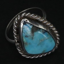 VTG Sterling Silver - NAVAJO Braided Turquoise Statement Ring Size 4.5 - 3g