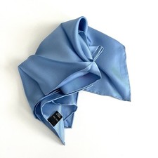 Solid Light Blue 100 Silk Twill Pocket Square 16" Men's Hand Rolled