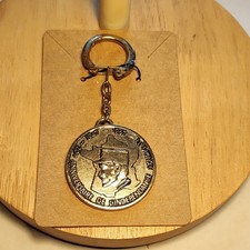 Porte-clés Vintage métal argenté médaille  l'indépendance Syndicale 1962-1992