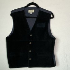 Arizona Jean Co. Suede Vest Mens Med Black VTG 90s Classic Timeless Rugged West