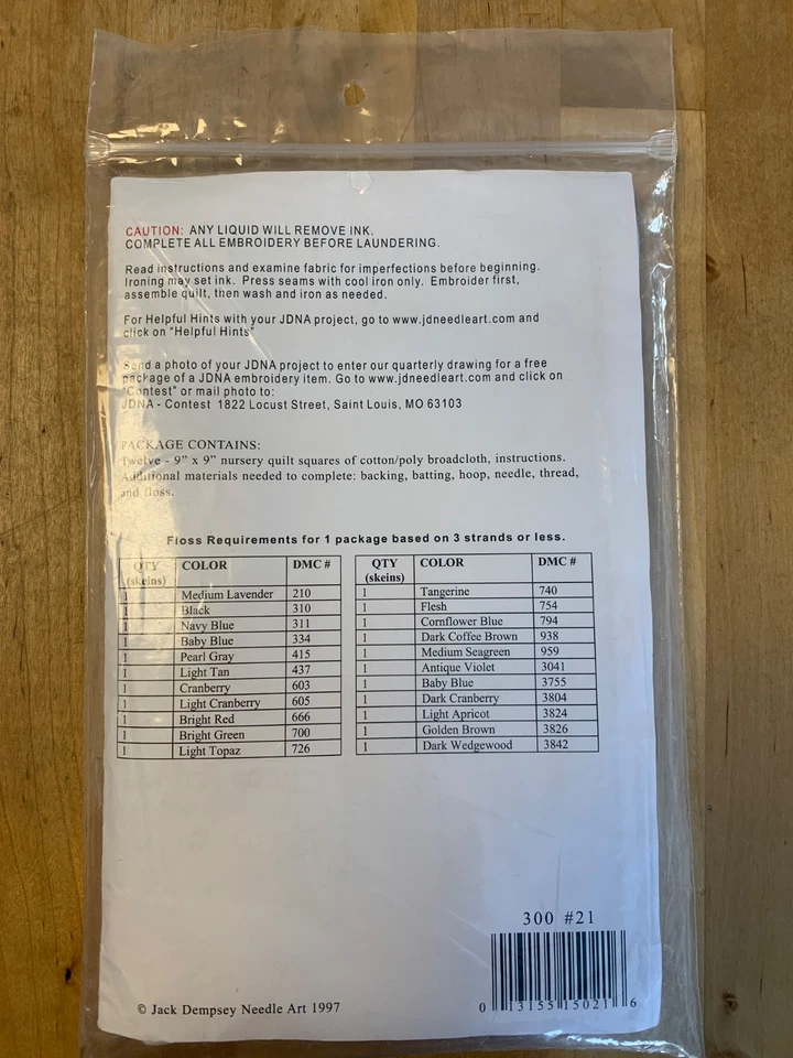 Jack Dempsey Needle Art Stamped Embroidery Nursery Quilt Blocks Sunbonnet Girls - Image 3 of 3