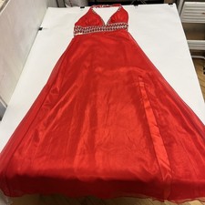 Red And Silver Sequined Prom Dress Size 2