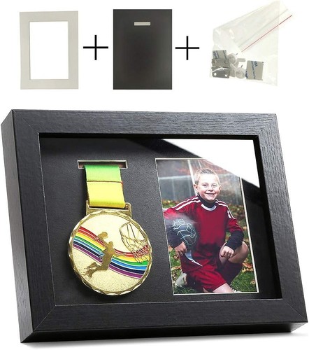 Medal Display Shadow Box - Single Medal Case - Perfect for Runners, Marathon,...