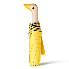 ViddVoom Duck Umbrella - Fun Head Handle, Handy Fold 12'', Yellow UV