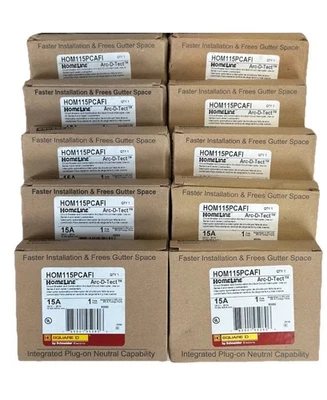 10PCS SQUARE D HOMELINE HOM115PCAFI HOM115PCAFIC 15A PLUG ON NEUTRAL AFCI NEW