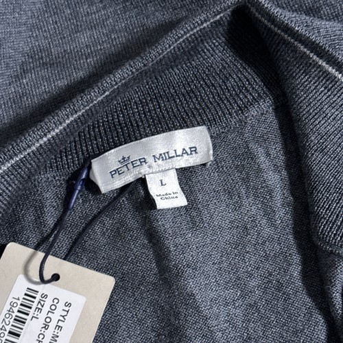Peter Millar Men's Large Gray Wool Blend Quarter-Zip Autumn Crest Sweater Vest L - Picture 5 of 7