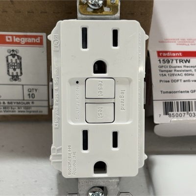 #ad 10 Legrand 1597TRW GFCI Duplex Receptacle Tamper Resistant Self Test 15A White $135.00