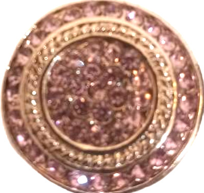 Gingersnaps FAUX Snap Jewelry Pink Rhinestone Charm Silver Tone 1'' L x 1''  W