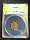 1920 S LINCOLN WHEAT CENT ANACS VF 30 333