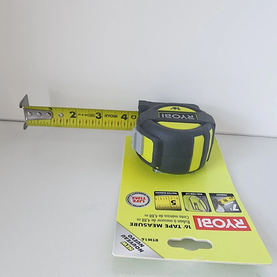 RYOBI 16 FT Tape Measure Nylon Coated Blade Rubber Grip Fraction Markings RTM16 - Image 3 of 4