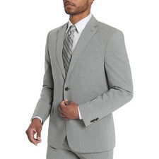 Ben Sherman Stretch Skinny Fit Suit Jacket Gray Mini Stripe 38L NEW