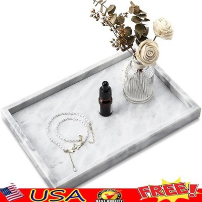 Natural Marble Vanity Tray Unique Veining Decorative Organizer Safe Design Home
