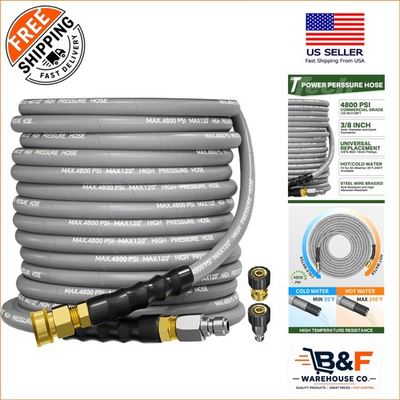 #ad #ad Durable 50FT Steel Braided Pressure Washer Hose Max 4800 PSI amp; Kink Resistant $131.49