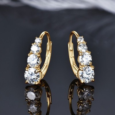 3 Karat echte Moissanit Creolen 925 Sterling Silber GRA zertifiziert 14 Karat Gold