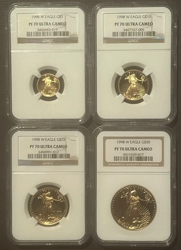 1998-W American Eagle GOLD 4 Four Coin Proof Set 1.85 oz. NGC PF70 UC- 10435