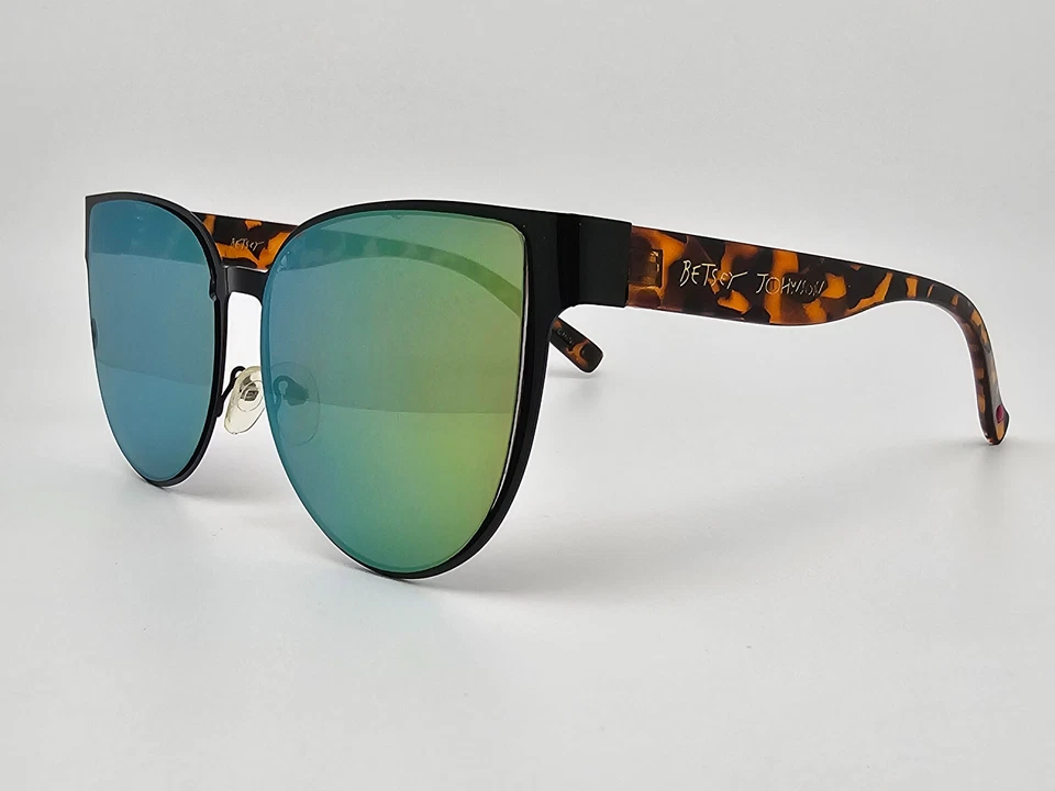 Gafas de sol Betsey Johnson BJ479181 marco tortuga rosa verde lente espejo ojo de gato Foto 3 de 4