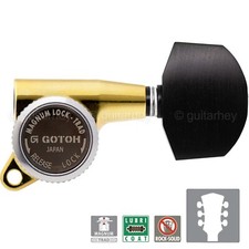 NEW Gotoh SG381-EN01 MGT Locking Tuners L3 R3 Large EBONY Buttons Set 3x3 - GOLD