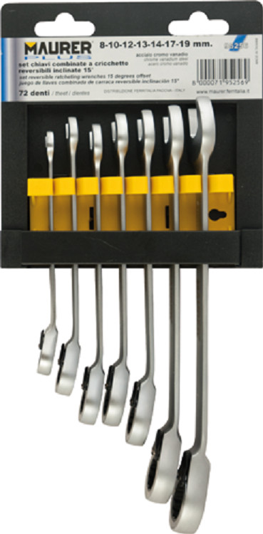 Kit 7 Pezzi Chiavi Combinate Maurer Plus 72 Denti - Acciaio CV