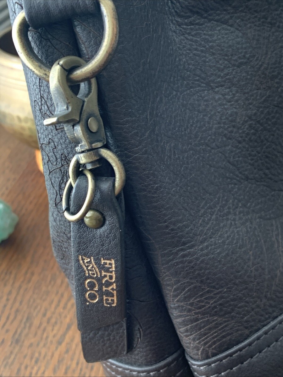 Frye and Co Embossed Floral Leather Drawstring  Backpack Purse Espresso Brown Frye and Co. Dome Backpack main image 3