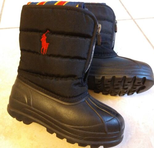 POLO RALPH LAUREN snow BOOTS BLACK WATERPROOF girls SZ -10 | eBay