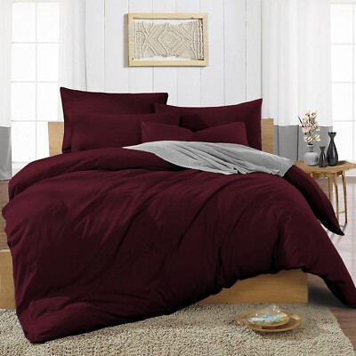 1000 OR 1200 TC 100% Cotton Duvet Collection Select Item & Size Wine Solid