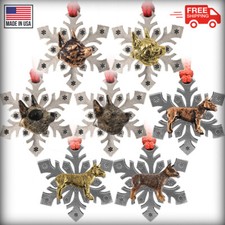 Pewter Australian Cattle Dog Snowflake Christmas Tree Ornaments, Made in the USA