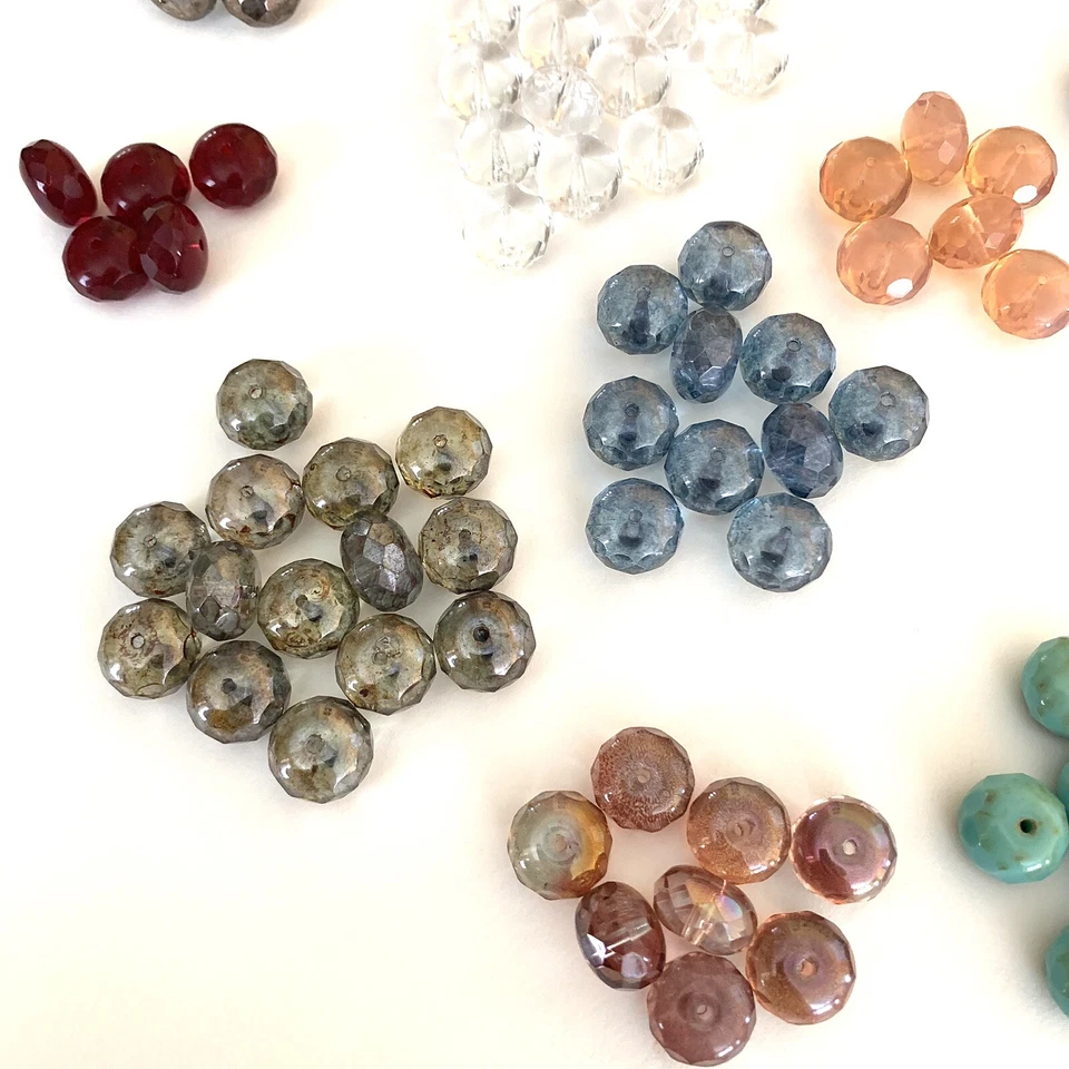 Contas Rondelle de vidro tcheco 138-9x14mm 13 cores excelente estado não usado - Imagem 4 de 4