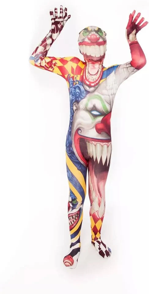 Kids Scary Clown Morphsuit Boys Girls Halloween Monster Costume Suit Pennywise - Изображение 2 из 4