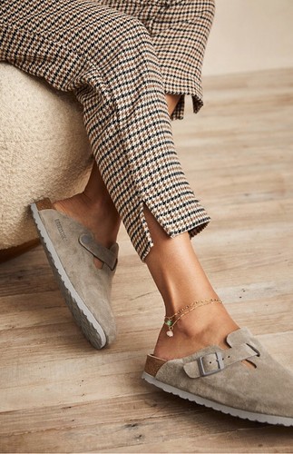 NEW Birkenstock Boston Clog Stone Coin Suede Soft Footbed Narrow US 6-6.5  EU 37 | eBay