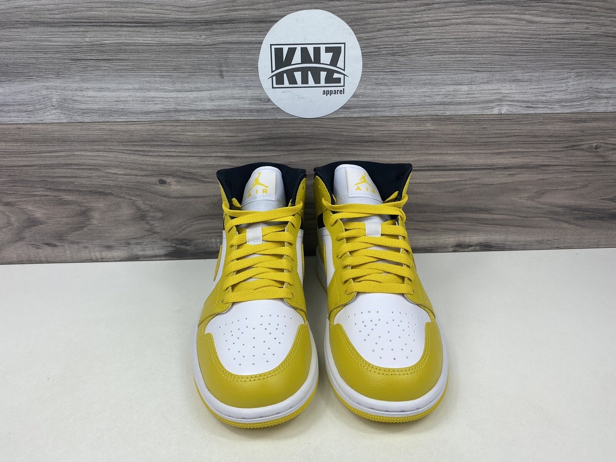 Nike Air Jordan 1 Mid 'Vivid Sulfur' Yellow White Shoes Women's
