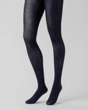Women's 50D Floral Print Flocked Tights - A New Day - Navy - Various Sizes -S439