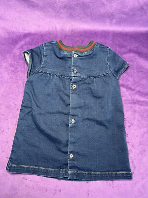美品❢グッチ　GUCCI　ワンピース　デニム　8歳 GUCCI Italy Baby Girl Blue Denim Dress 9-12 Months Short- Sleeve