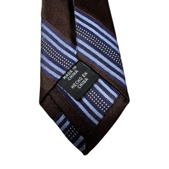 Jones New York Mens Silk Tie Quiet Luxury Old Money Formal Blue Brown - Image 4 of 4