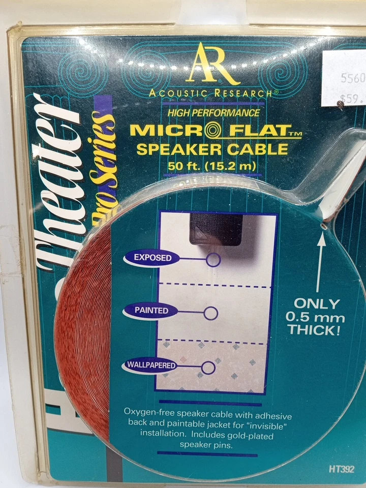 NEW Home Theater Pro Acoustic Research Micro Flat Speaker Cable GOLD PLATED PINS - Image 2 of 4