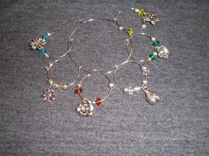 In The Garden Handcrafted Wine Glass Beverage Charms Set of 6 Item #2024-01