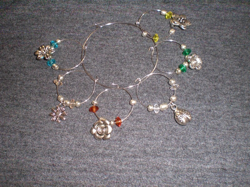 In The Garden Handcrafted Wine Glass Beverage Charms Set of 6 Item #2024-01