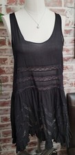 Free People Intimates Black Nightgown Polka Dots Lace Accents Size Small