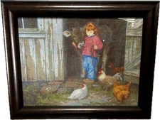Vtg Robert Duncan “Best Of Friends” Farm Animals Needlepoint Embroidery Framed