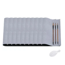 14pcs Chinese Calligraphy Set, 17x13Inch Reusable Water Writing Cloth Brush