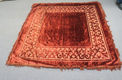 Vintage Cut Void Silk Velvet Chenille Bohemian Shawl Throw Coverlet Tablecloth