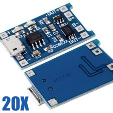20PCS TP4056 5V 1A Micro USB 18650 Lithium Battery Charging & Protection Module