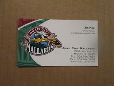 UHL Quad City Mallards Vintage Defunct Jim Fox Team Logo Hockey Business Card