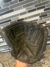 Wilson A640 Fast Pitch Baseball Leather Mitt 12" Black Purple RHT