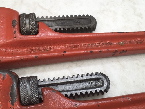 Pipe Wrenches, 14in., 2pc Lot, Super Ego (Spain) And Unbranded(China) - Picture 3 of 7