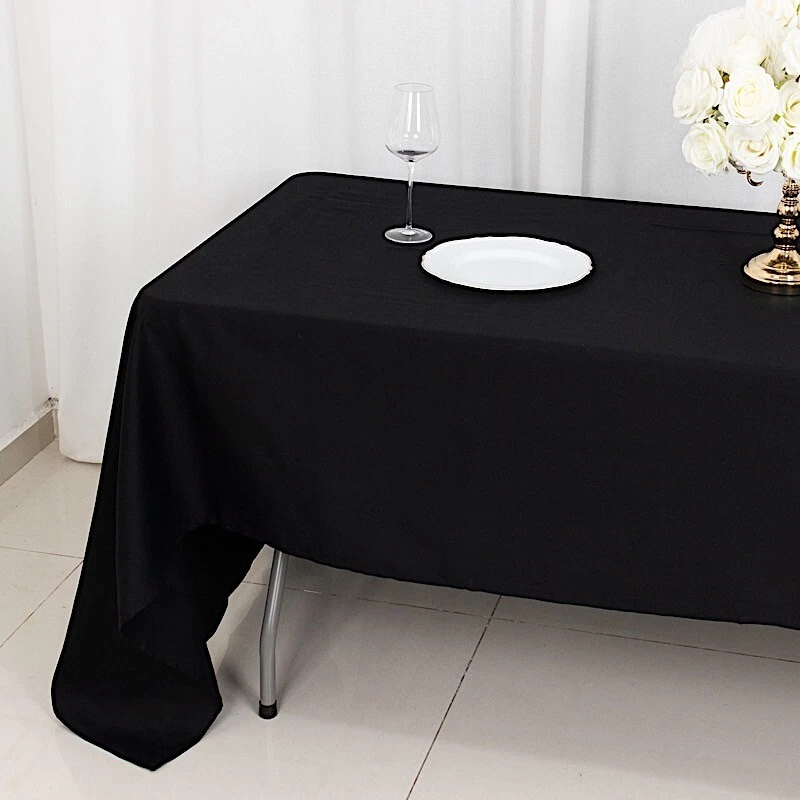 60x126" Black 100% COTTON TABLECLOTH High Quality Catering Home Dinner Linens - Image 4 of 4
