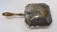 F.B. Rogers Ornate Silverplate Square Silent Butler Crumb Catcher w Wood Handle