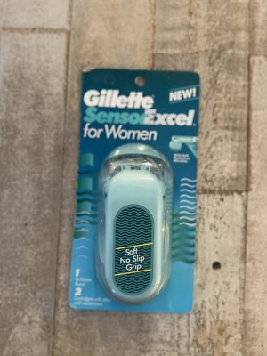Vtg 1996 Gillette Sensor Excel for Women 1 Razor w/2 Cartridges NEW SEALED Blue