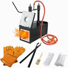 Gas Propane Forge Double Burner Furnace Blacksmithing Knife Tool Farrier Making