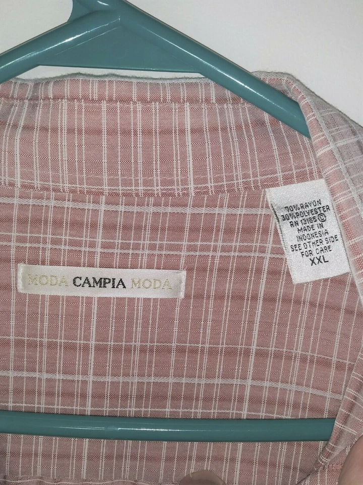 Campia Moda Men's Striped Light Red Comfortable Shirt Short Sleeve Size XXL 2XL - Image 2 of 3